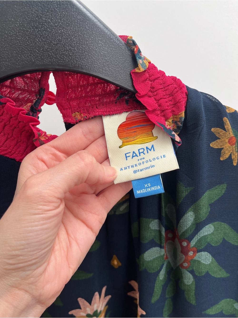 Farm Rio x Anthropologie long sleeve smocked blouse XS floral birds tropical - Picture 5 of 11